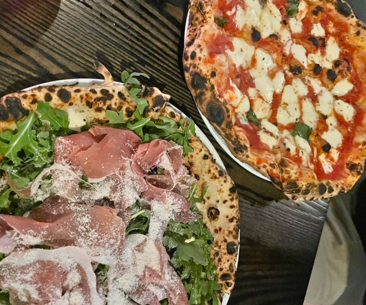 Bianca (bottom left) and margherita (top right) at Pizzeria Verita in Burlington, Vermont