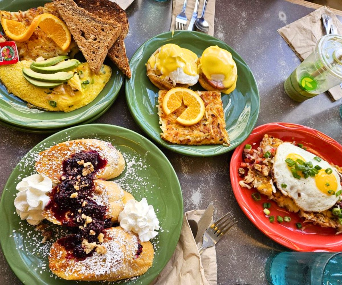 various breakfast dishes at Snow City Cafe in Anchorage, Alaska