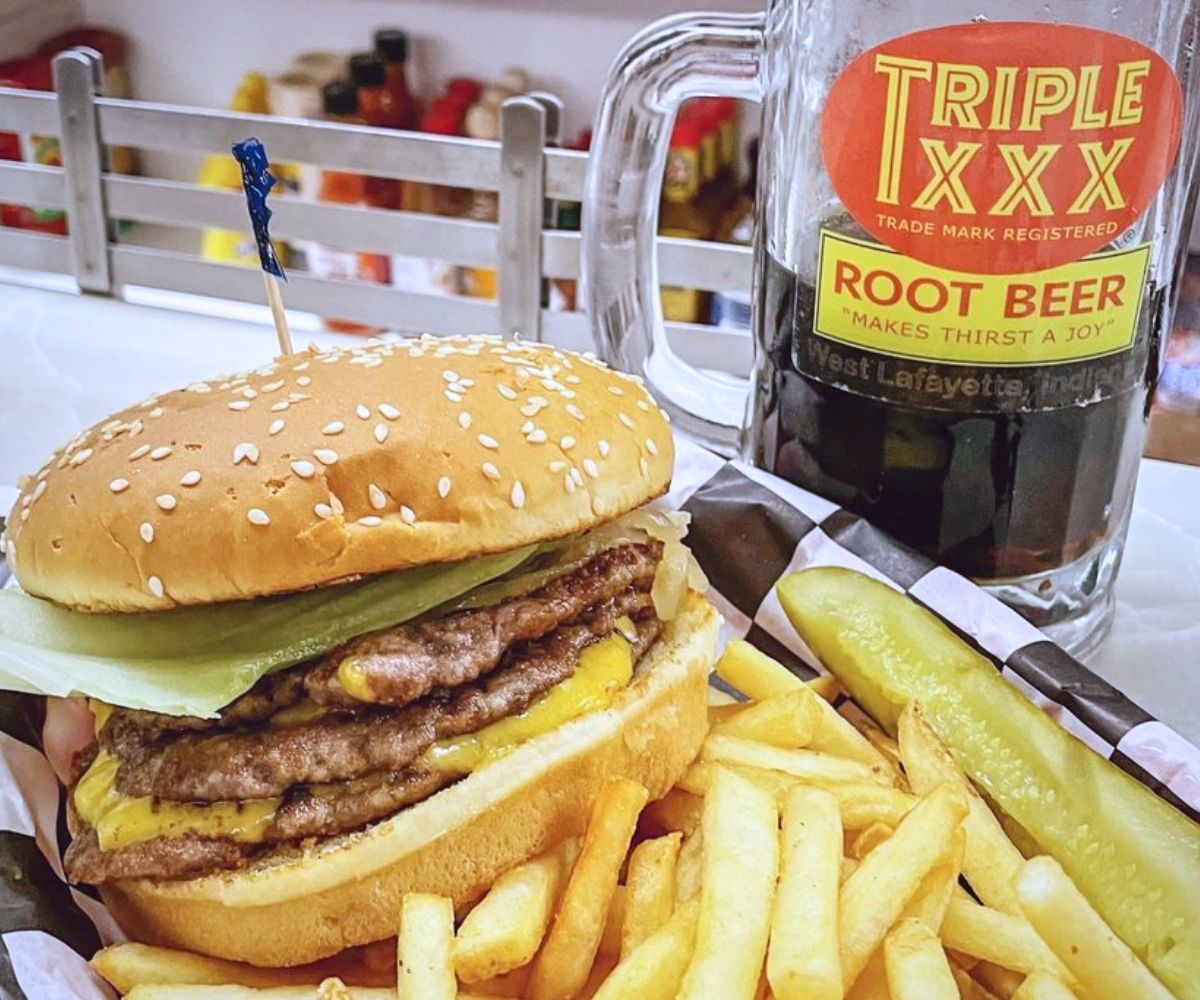 The Boilermaker Pete Burger at Triple XXX Restaurant in West Lafayette, Indiana