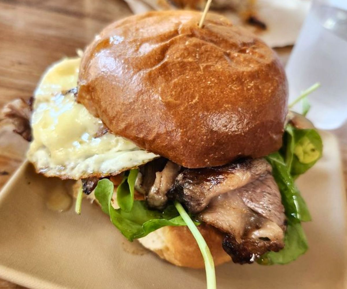 Steak and Egg Sandwich at August First in Burlington, Vermont