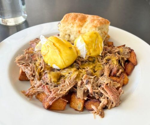 Pulled Pork Breakfast Bowl at Mama's Boy in Athens, Georgia