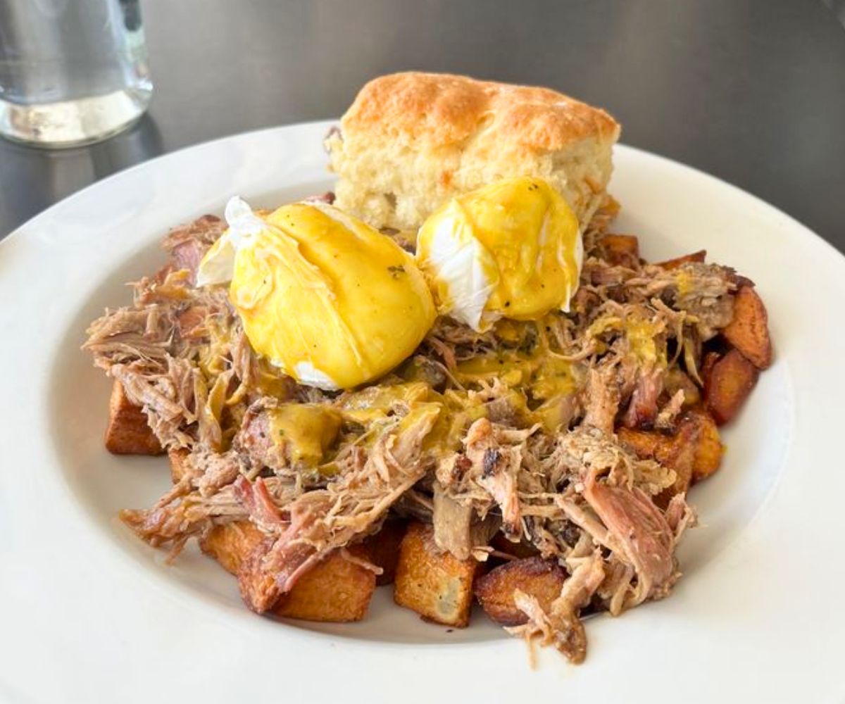 Pulled Pork Breakfast Bowl at Mama's Boy in Athens, Georgia