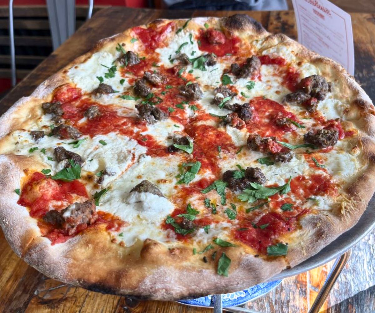 Meatball Pizza at Pizzeria La Rosa in New Rochelle, New York