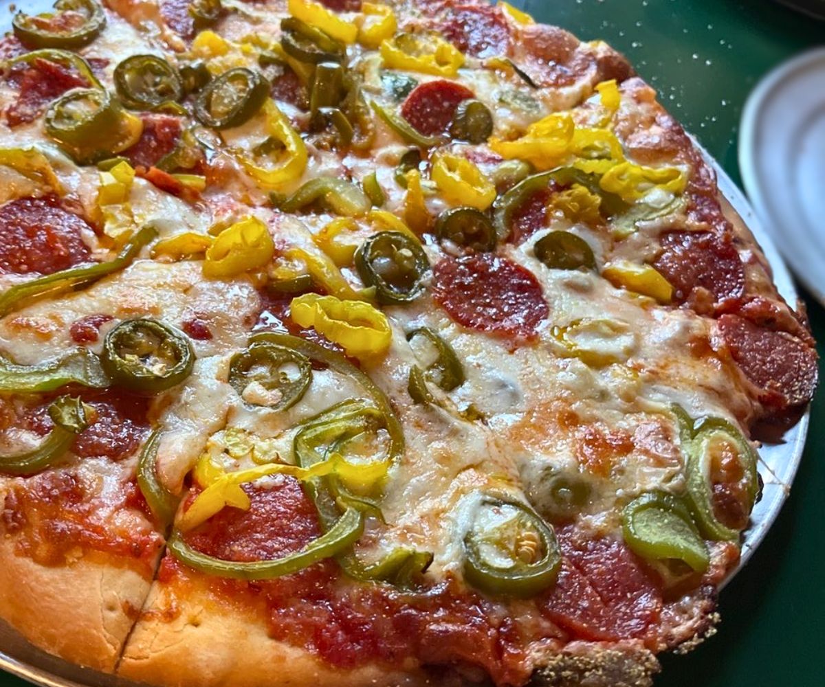 Panda's Pepper Pizza at Shakespeare's Pizza in Columbia, Missouri