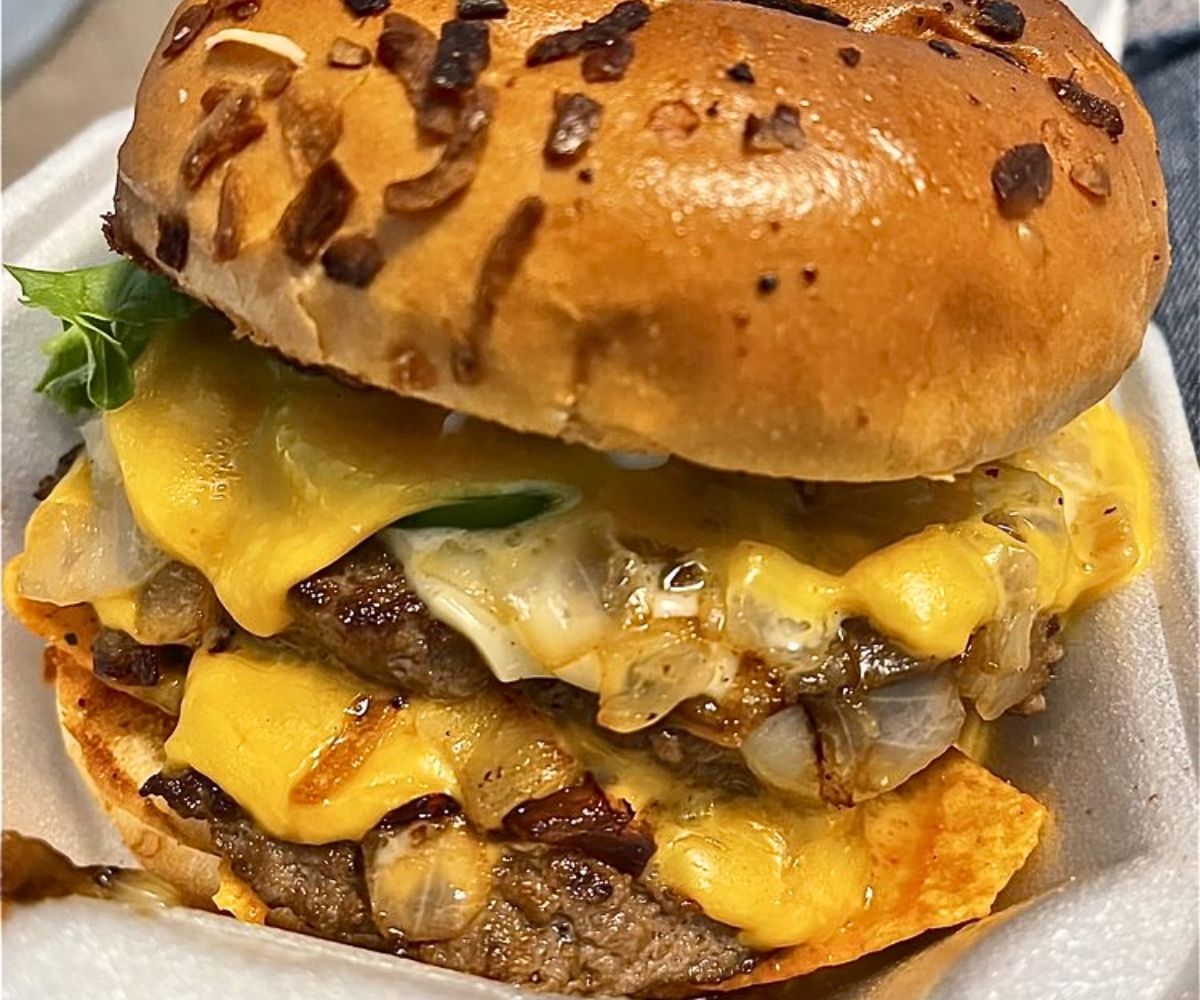 Nacho Burger at Taystee's Burgers in Dearborn, Michigan
