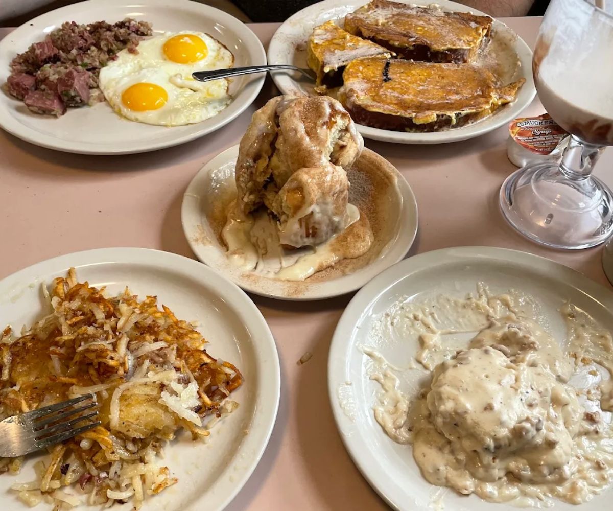 Breakfast dishes at Franks Diner in Kenosha, Wisconsin