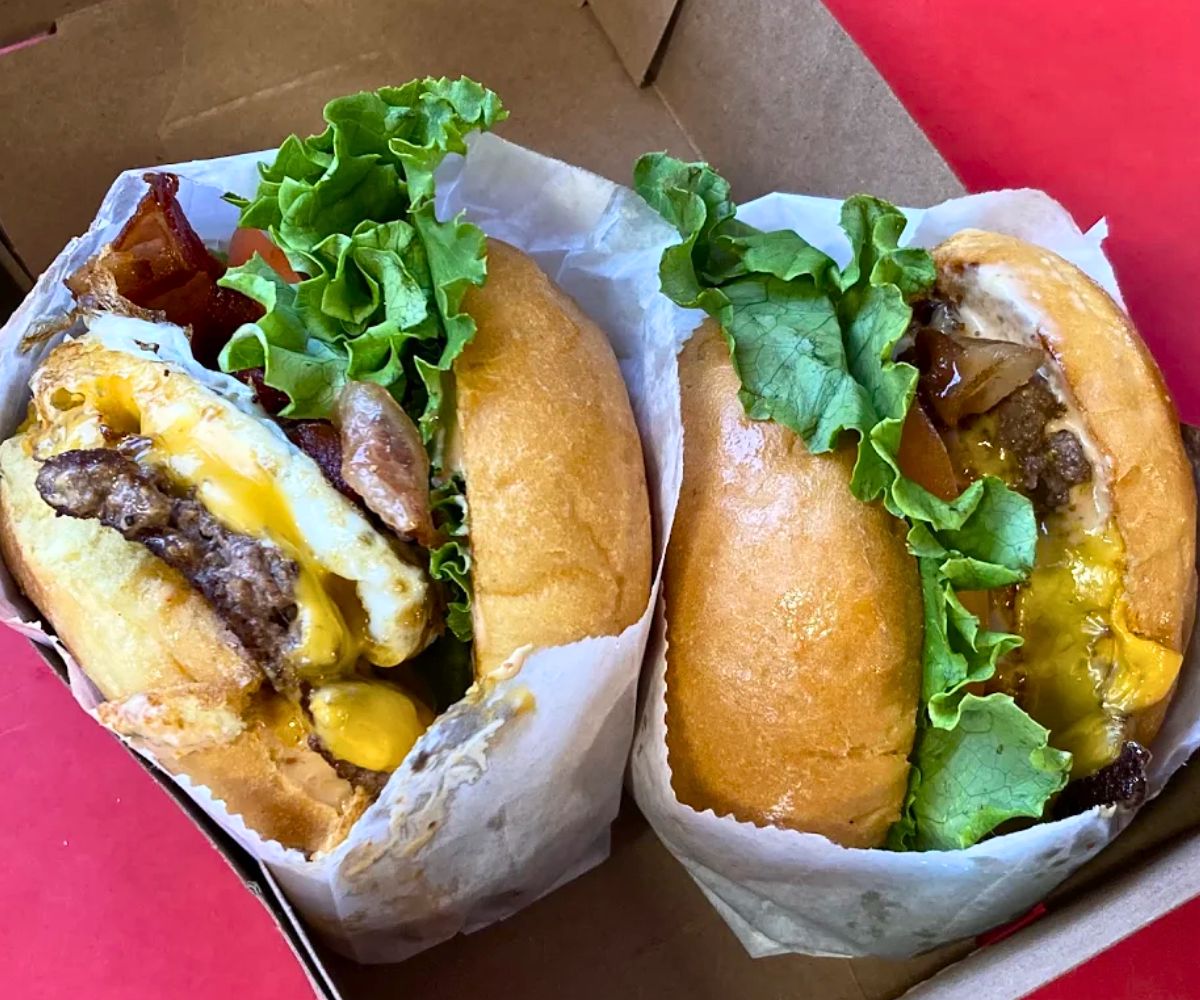 burgers at Pier Burger in Santa Monica, California