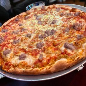 Spicy Mustard Pie with Sausage at Jojo's Tavern in Trenton, New Jersey
