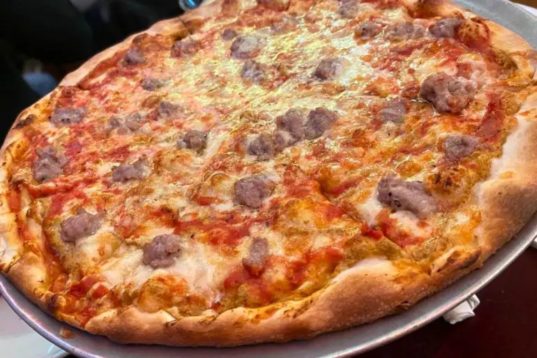 Spicy Mustard Pie with Sausage at Jojo's Tavern in Trenton, New Jersey