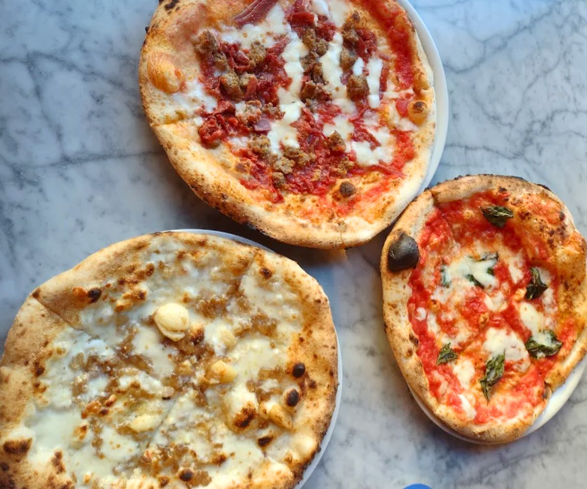 various pizzas at Brick Pizzeria Napoletana in New Bedford, MA
