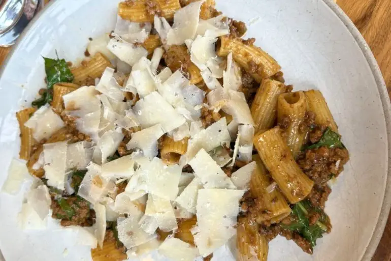 Rigatoni Bolognese at Leeward in Portland, ME