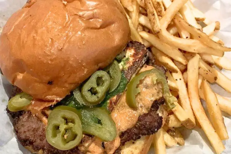 Delhi Burger at The Map Room in Cedar Rapids, IA