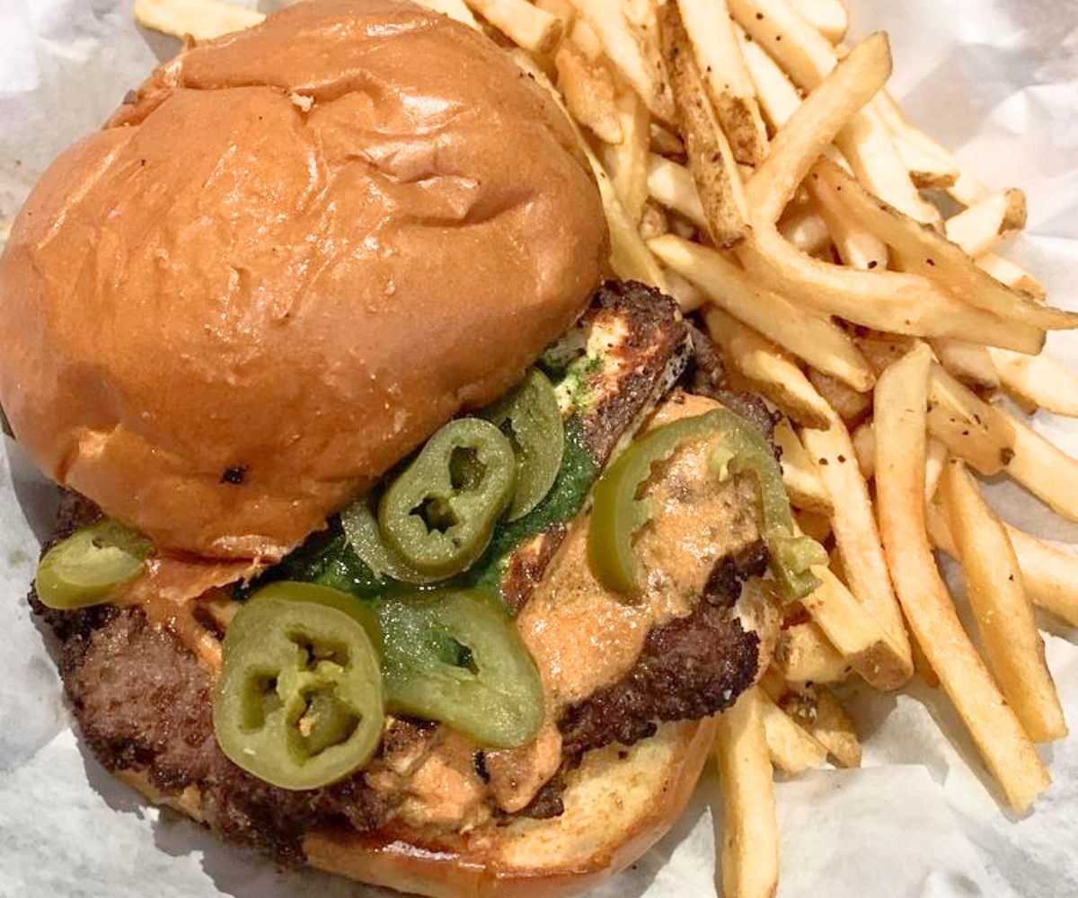 Delhi Burger at The Map Room in Cedar Rapids, IA