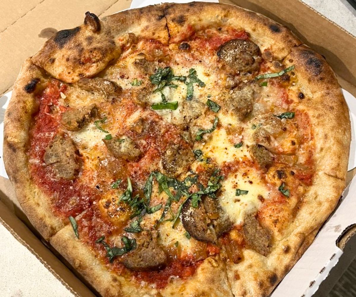 Meatball Pizza at Apizza Regionale in Syracuse, NY