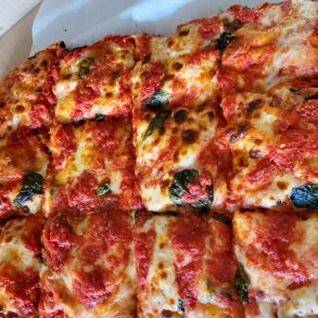 Margherita Sicilian Square Pizza at Rosalee's Pizzeria in Longmont, CO