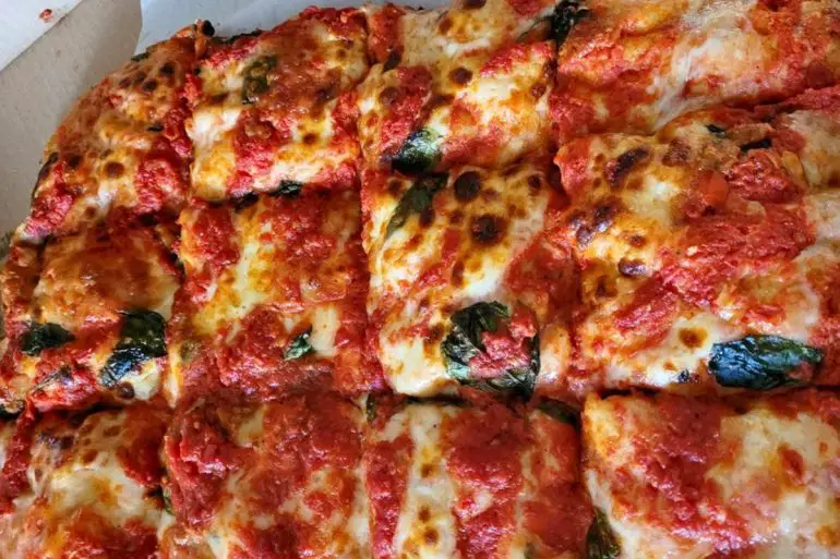 Margherita Sicilian Square Pizza at Rosalee's Pizzeria in Longmont, CO