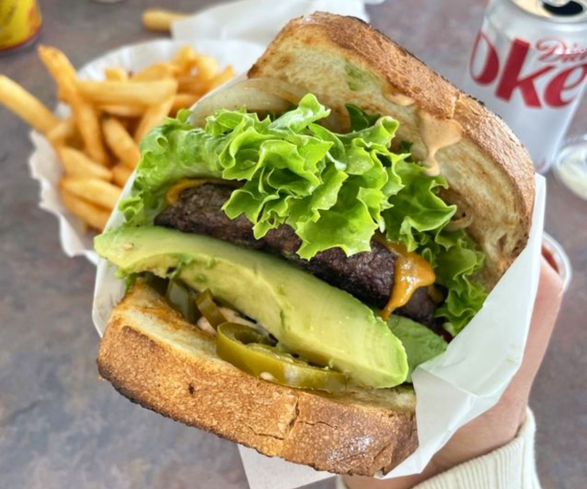 Diablo "The Works" Burger at Jack's Hamburgers in Santa Cruz, CA