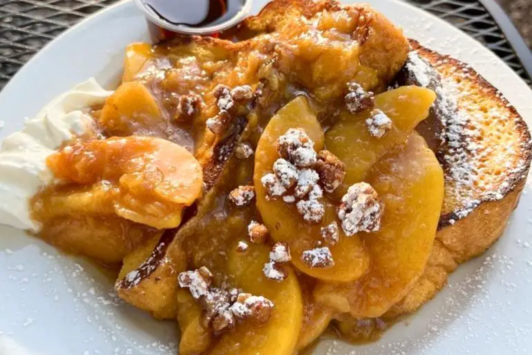 Georgia Peach French Toast at Mama's Boy in Athens, Georgia