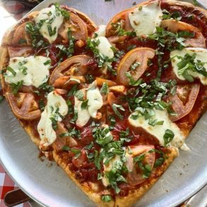 Margherita Heart-Shaped Pizza at Water Street Pizzeria in Henderson, NV
