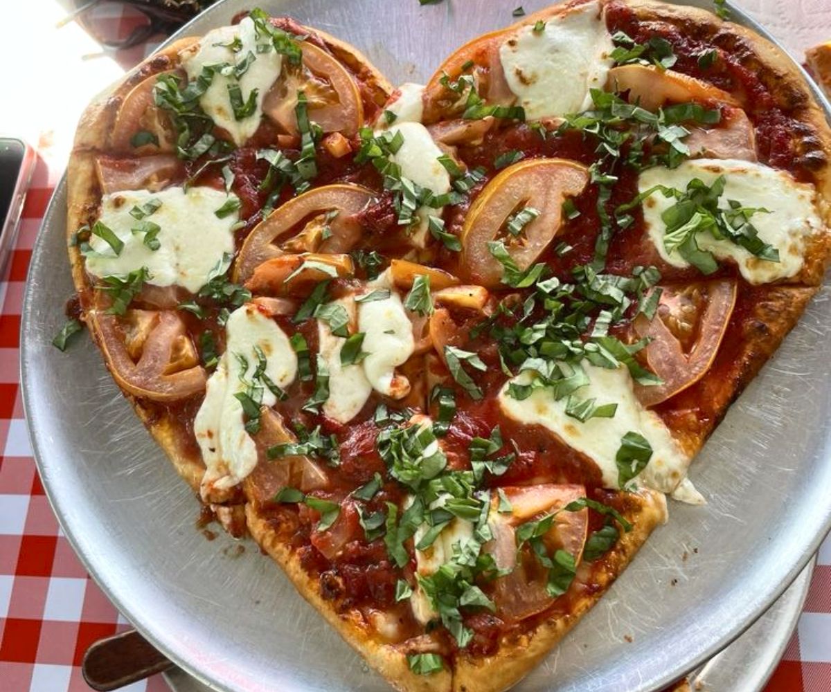 Margherita Heart-Shaped Pizza at Water Street Pizzeria in Henderson, NV