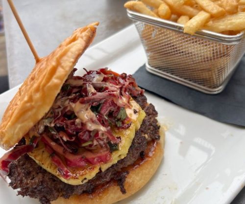 Aloha Burger at Muck & Fuss in New Braunfels, TX