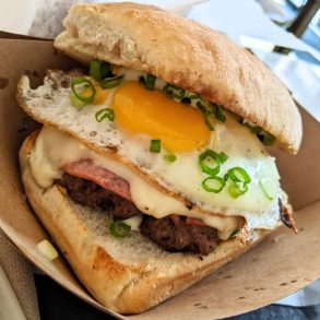 Croque Garçon Burger at Block 16 in Omaha, NE