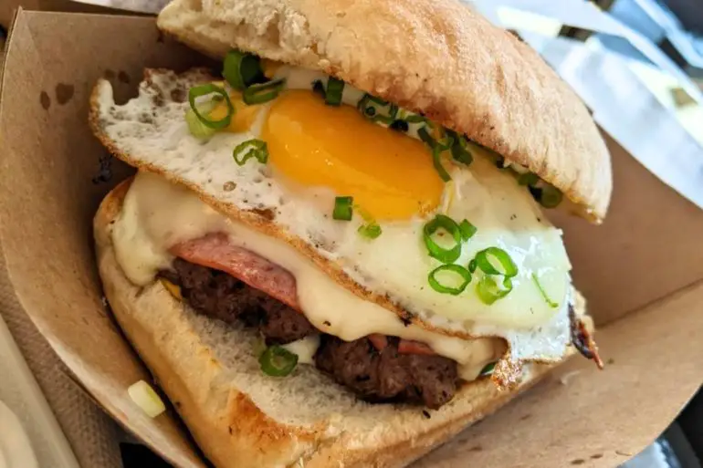 Croque Garçon Burger at Block 16 in Omaha, NE