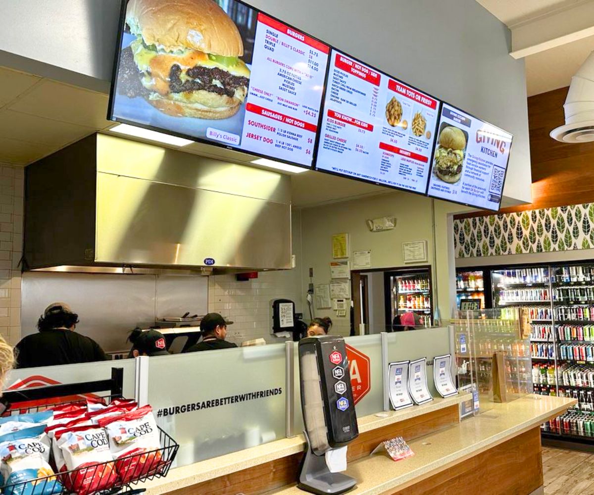 interior of NFA Burgers in Dunwoody, Georgia