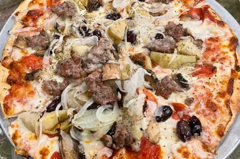 The Sicilian Pizza at Gendusa's Italian Market in Kenner, Louisiana