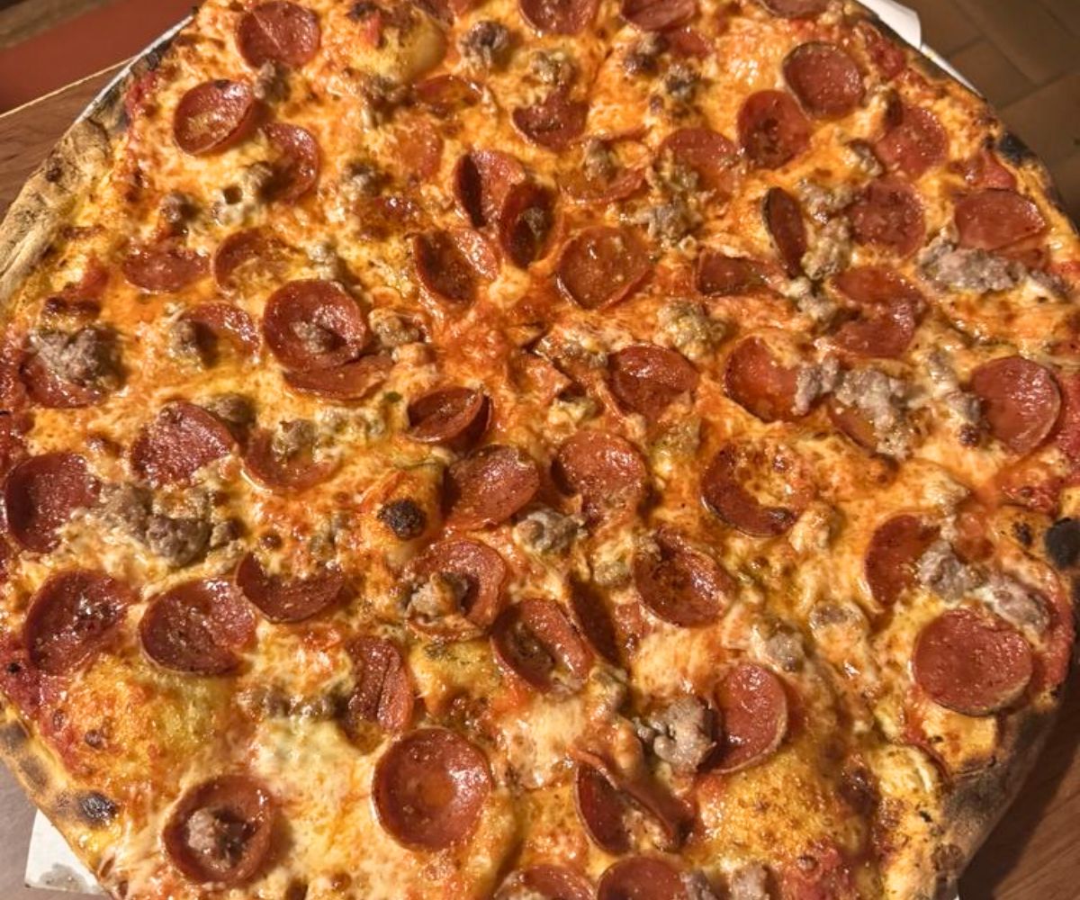 Pepperoni and Sausage Pizza at Modern Apizza in New Haven, CT
