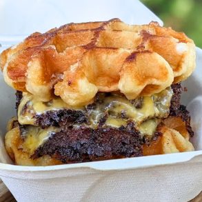 Billy with the Waffle Bun at NFA Burger in Dunwoody, Georgia