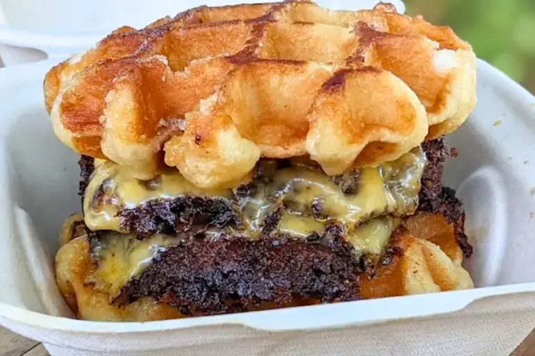Billy with the Waffle Bun at NFA Burger in Dunwoody, Georgia