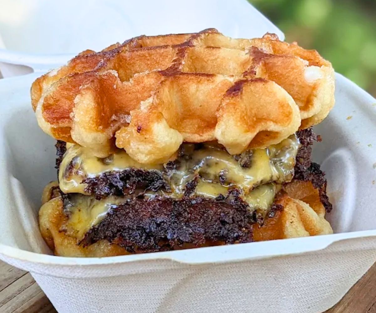 Billy with the Waffle Bun at NFA Burger in Dunwoody, Georgia