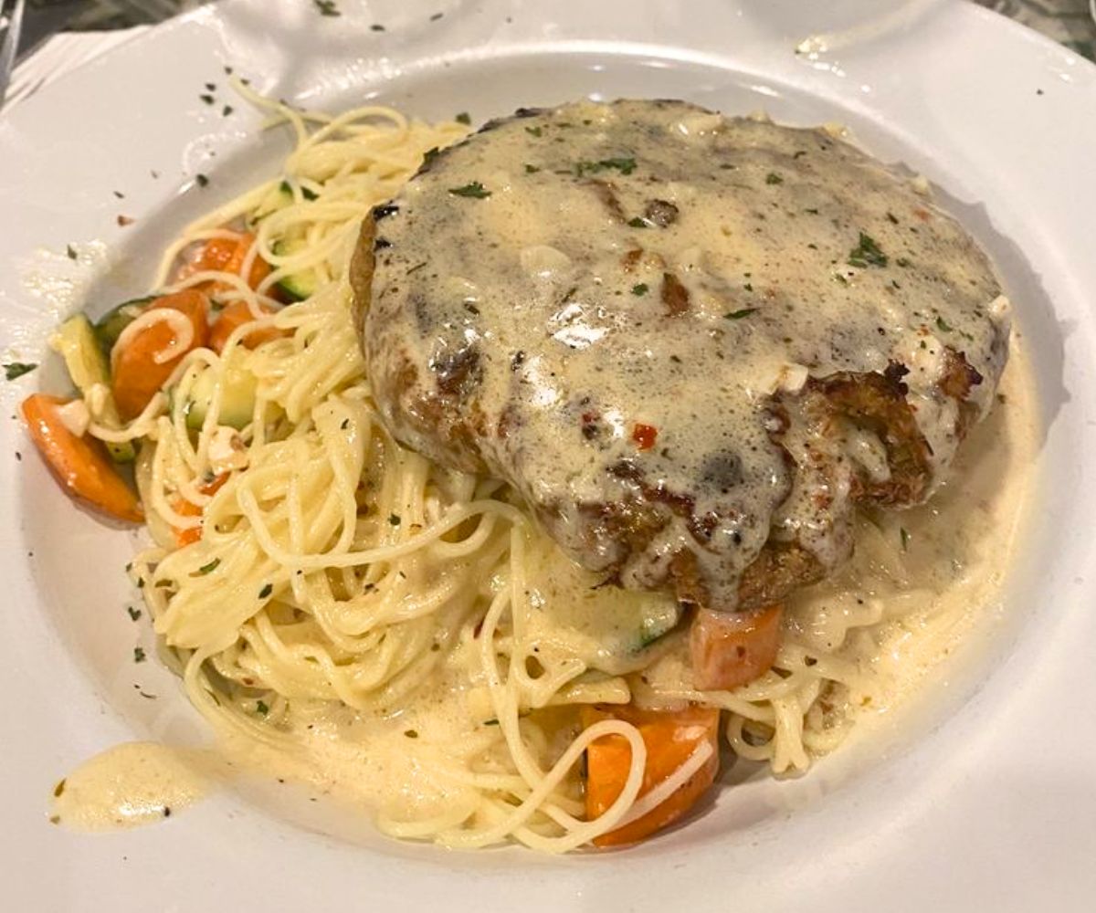 Crab Cake Angel Hair Pasta at Gendusa's Italian Market in Kenner, Louisiana