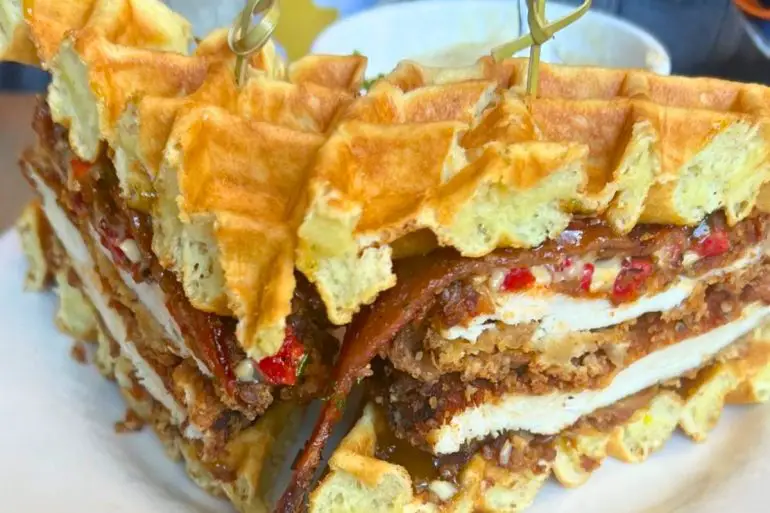 Chicken and Waffle Sandwich at Sunny Point Cafe in Asheville, NC