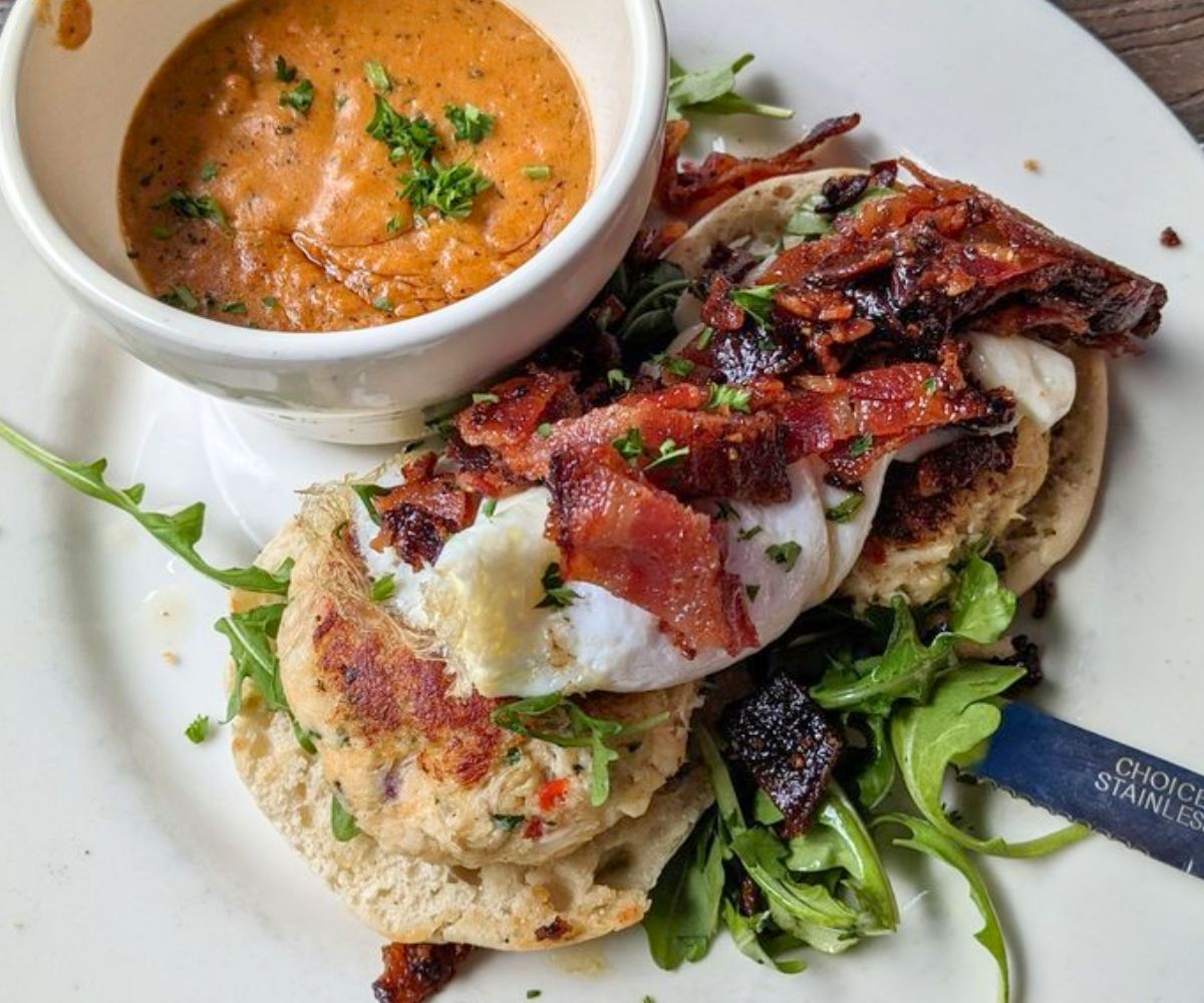 Crab Cake Benedict at Sunny Point Cafe in Asheville, North Carolina