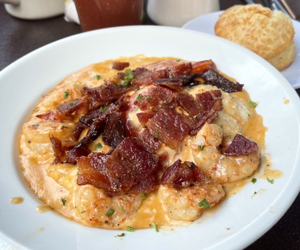 Shrimp and Grits at Sunny Point Cafe in Asheville, North Carolina