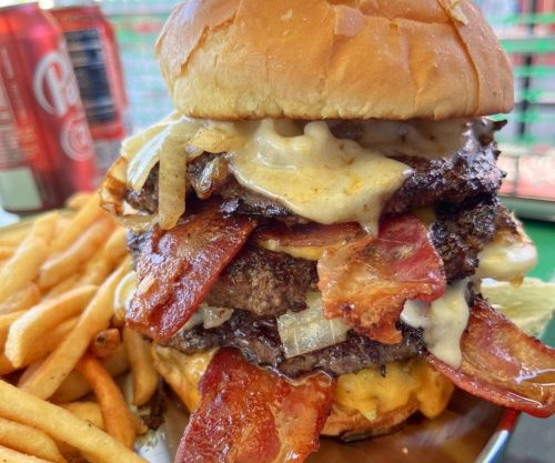 Jacob's Ladder Burger at Beefy's in Reno, Nevada