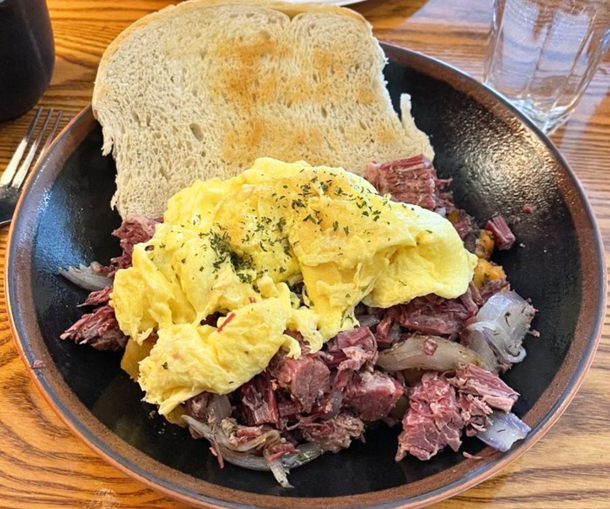 Homemade Corned Beef Hash at Bayside American Cafe in Portland, Maine