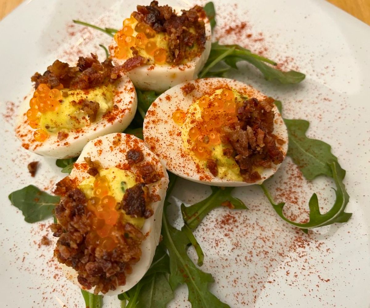 Deviled Eggs with Bacon and Roe at The Noble South in Mobile, Alabama