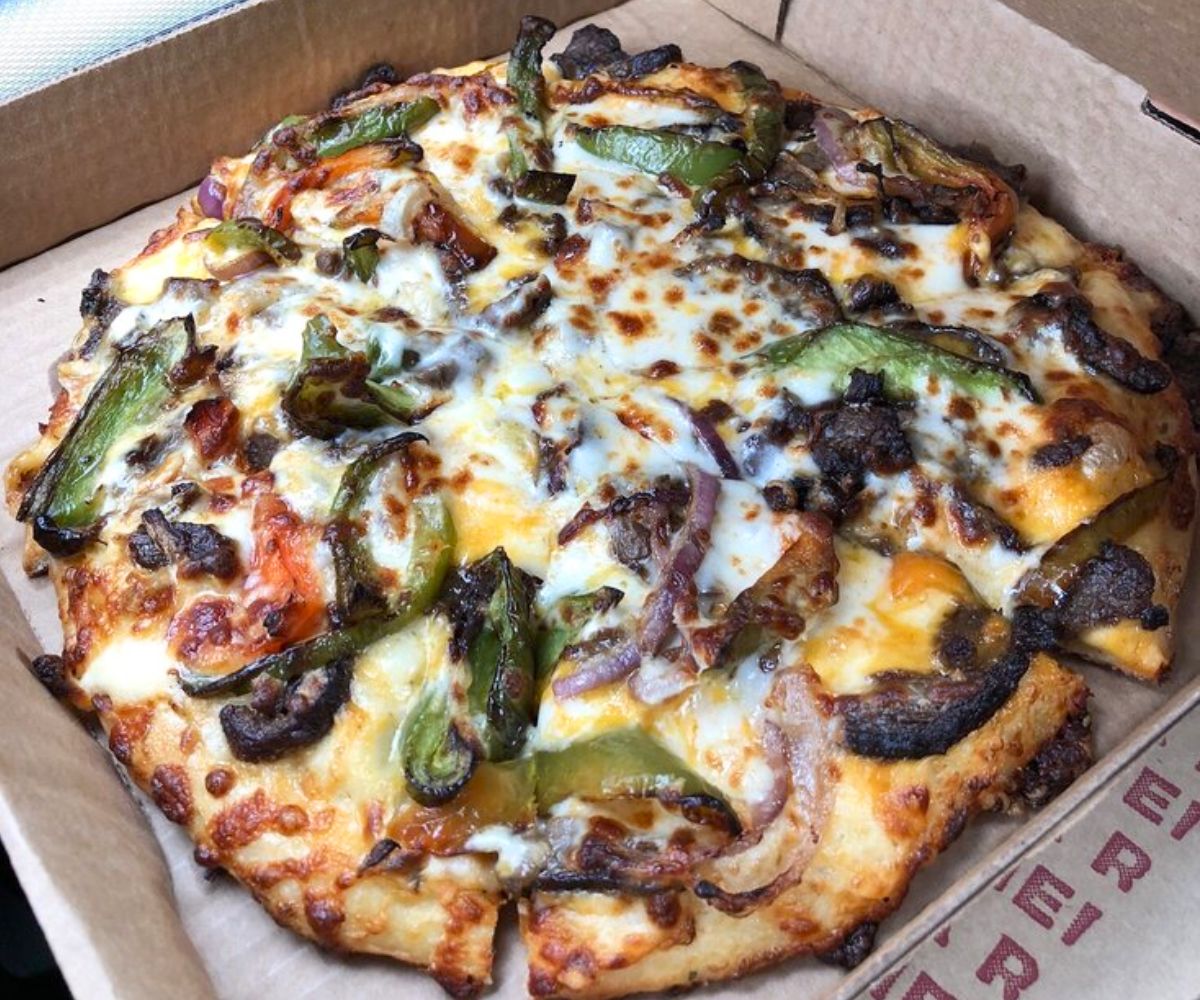 Philly Cheesesteak Pizza at Coburg Pizza Company in Coburg, OR