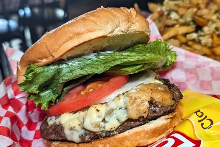 Blue Cheese Burger at St. John's Bar & Grill in Sunnyvale, California