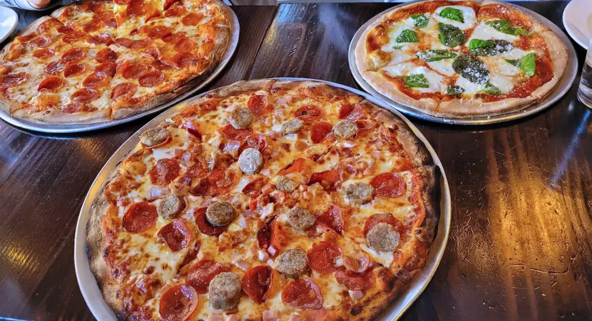 various pizzas at Trattoria Napoli in Union City, New Jersey