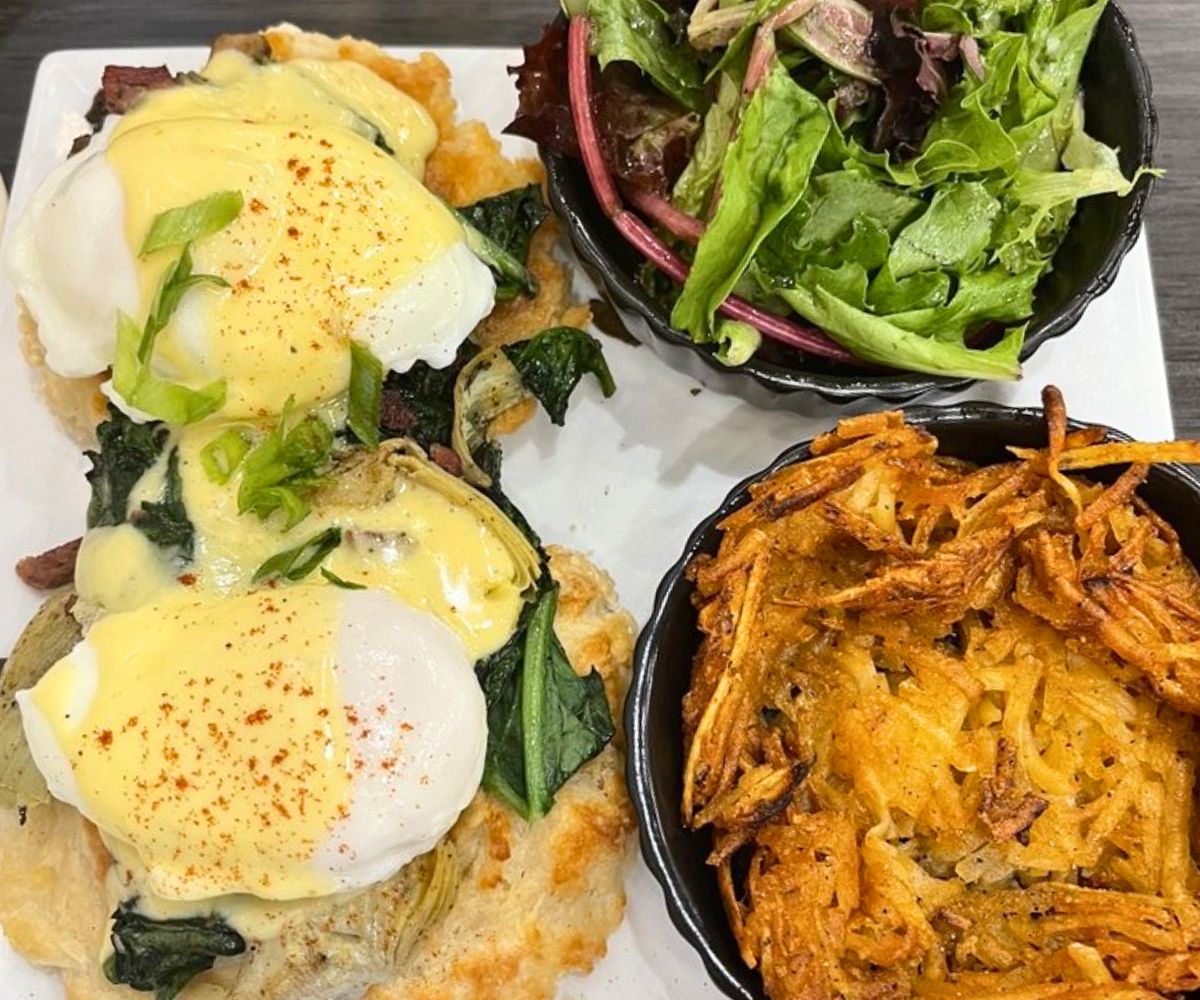 Sardou Benedict at Delta Biscuit Company in Monroe, Louisiana