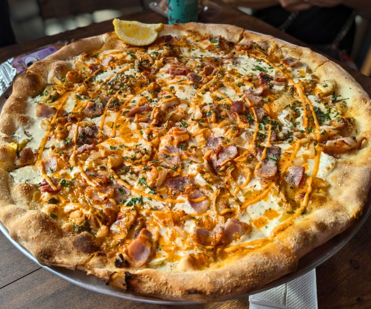 Kimchi Bacon Pizza at Little G Cafe By Garibaldi's in Honolulu, Hawaii