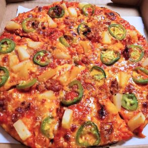 Angry Hawaiian Pizza at Grainsley's Kitchen + Drinks in Warwick, RI