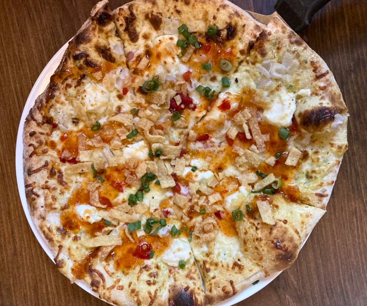 Crab Rangoon Pizza at Backyard Pizza and Raw Bar in Huntington, West Virginia
