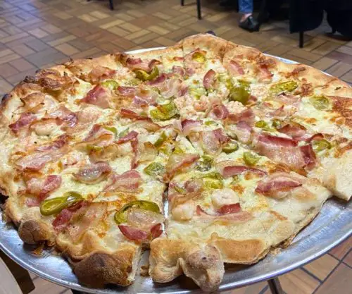 Spicy Shrimp Casino Pizza at Zuppardi's Apizza in West Haven, CT