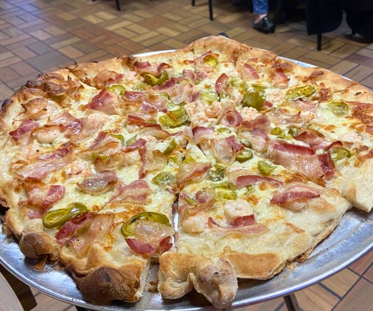 Spicy Shrimp Casino Pizza at Zuppardi's Apizza in West Haven, CT