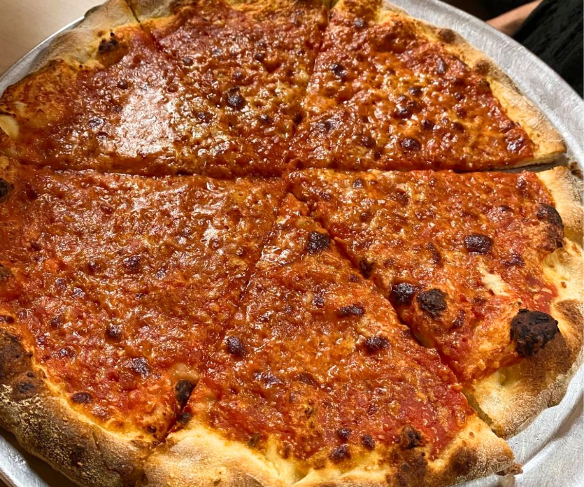 Traditional Plain Pie at Zuppardi's Apizza in West Haven, Connecticut